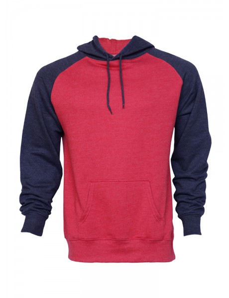 Mens Contrast Raglan Sleeve Pullover Hood with Front Kangaroo Pocket Mens Contrast Raglan Sleeve Pullover Hood with Front Kangaroo Pocket