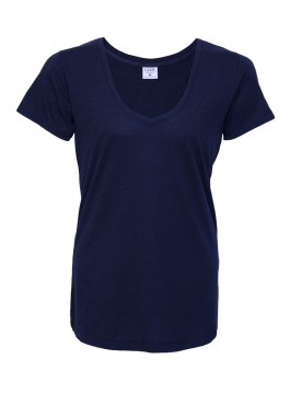 Women Short Sleeve Deep V-Neck Tee