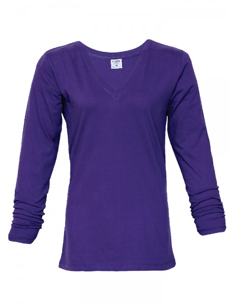 Women Long Sleeve V-Neck Tee