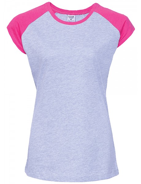 Women Cap Sleeve Contrast Raglan Tee