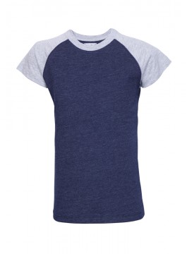 Youth Short Contrast Raglan Sleeve Blend Crew Neck Tee