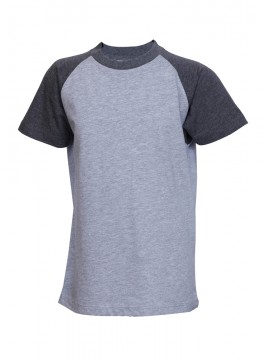 Youth Short Contrast Raglon Sleeve Blend Crew Neck Tee