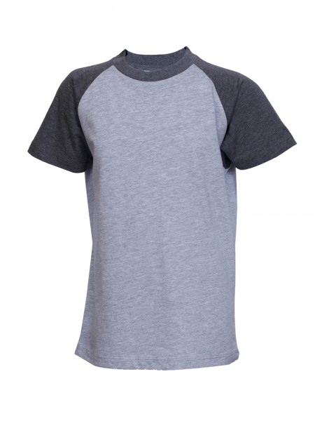 Youth Short Contrast Raglon Sleeve Blend Crew Neck Tee