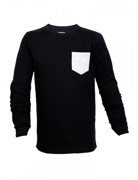 Youth Long Sleeve with contrast front Pocket Crew Neck Tee Youth Long Sleeve with contrast front Pocket Crew Neck Tee