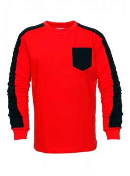 Youth Long Sleeve with Contrast Panel Crew Neck Tee